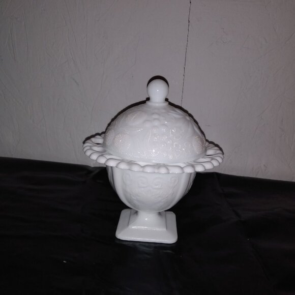 Vintage Milk Glass Covered Candy Dish - Picture 1 of 10